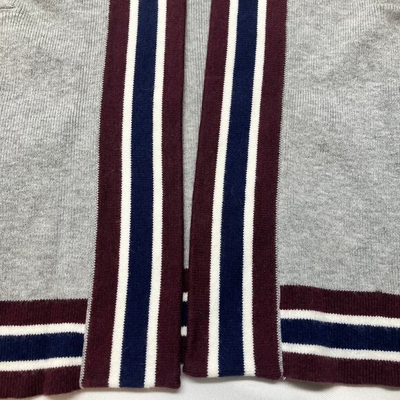 Halogen Gray Varsity Stripe Open Cardigan Duster Pockets Women's Size 1 (14/16) - Picture 4 of 10